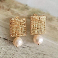 Vintage Golden Threads with Pearl Earrings