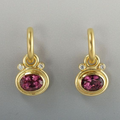 Vintage Gold Earrings with Garnet and Zirconia