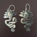 Vintage Floral Serpent Earrings in Sterling Silver