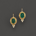 Vintage Gold and Greenstone Earrings