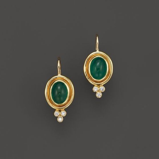 Vintage Gold and Greenstone Earrings