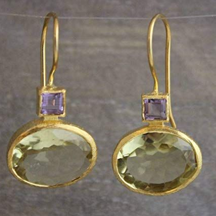 Vintage Green Crystal Gold Earrings