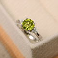 Silver Olive Crystal Ring