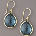 Blue Crystal Teardrop Earrings in Gold