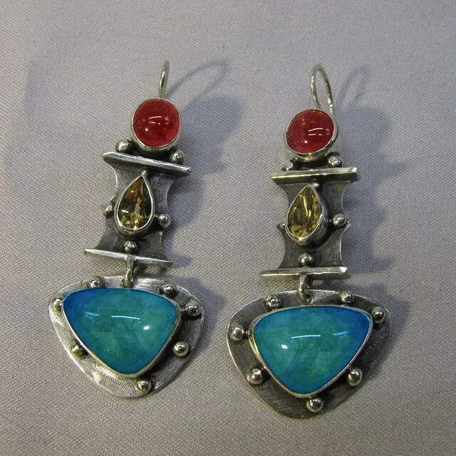 Vintage turquoise silver earrings
