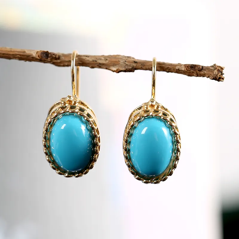 Blue and gold vintage ear ornaments