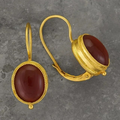Red Vintage Gold Stud Earrings