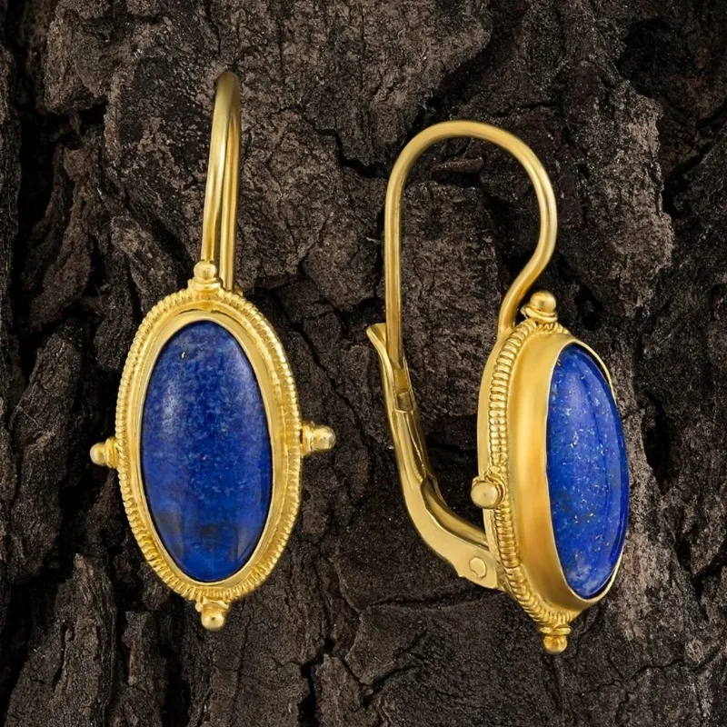 Blue Vintage Gold Earrings