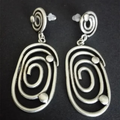 Vintage Spiral Earrings with Silver-Plated Beads