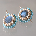 Vintage earrings featuring inlaid azure stones