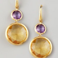Vintage Orange Circular Crystal Glass Earrings