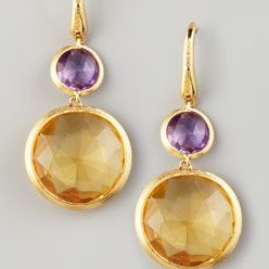 Vintage Orange Circular Crystal Glass Earrings
