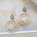 Vintage Earrings with Swirl Design in Gold and Zirconium
