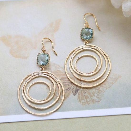 Vintage Earrings with Swirl Design in Gold and Zirconium