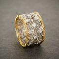 Ornate Band Ring in Silver and Gold
