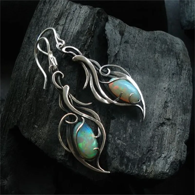 Vintage blue opal earrings set in sterling silver