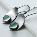 Vintage Sterling Silver Earrings with Green Crystal