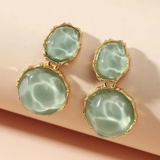 Vintage Green Water Drop Earrings