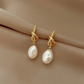 Elegant Baroque Pearl Earrings with Gold Finish