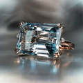 Vintage Blue Zirconia Ring and Silver Stud Earrings