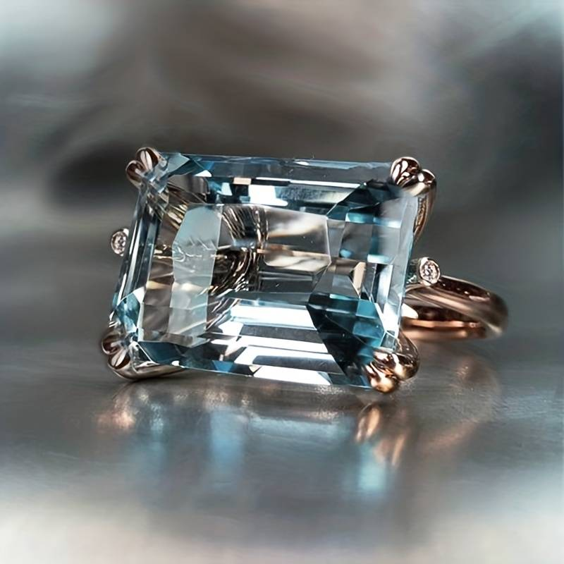 Vintage Blue Zirconia Ring and Silver Stud Earrings
