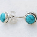 Vintage Blue Gemstone Silver Earrings