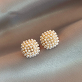 Elegant Gold Earrings with Inlaid Mother of Pearl