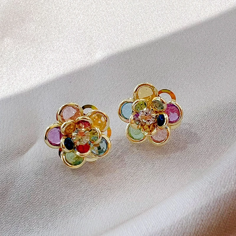 Elegant Colorful Gemstone Blossom Earrings
