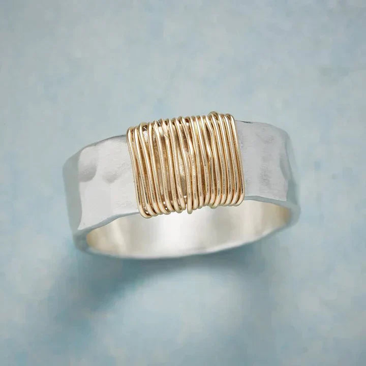 Vintage Golden Threads Sterling Silver Ring