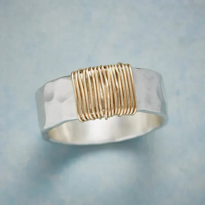Silver and Gold Wire Wrapped Band