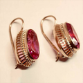 Vintage Red Crystal Rose Gold Ear Jewelry