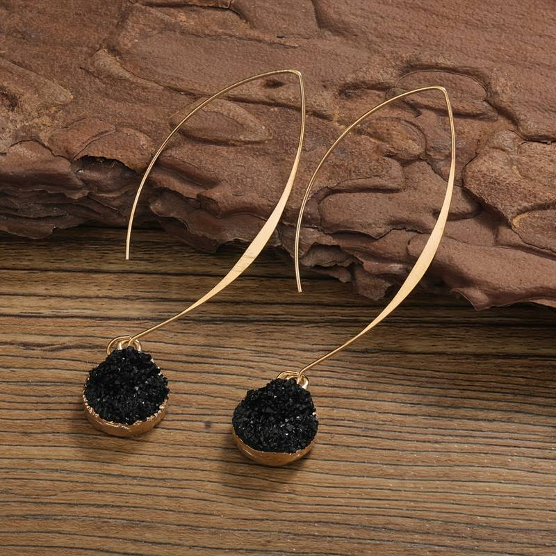 Black and gold vintage drop earrings