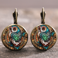 Vintage Rounded Crystal Owl Stud Earrings