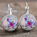 Vintage Rounded Crystal Butterfly Stud Earrings