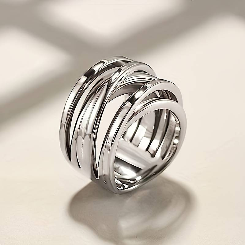 Layered Silver Ring in a Vintage Style