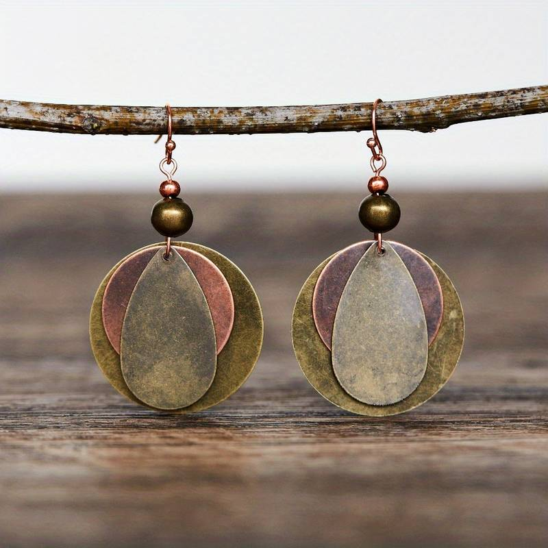 Round Brown Retro Earrings
