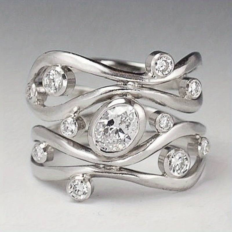 Vintage Irregular Zirconia Silver Band