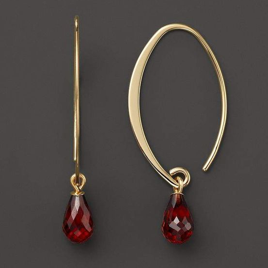 Vintage Red Crystal and Gold Earrings