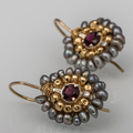 Vintage Gold & Gray Gemstone Earrings