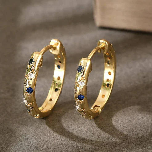 Vintage Golden Radiant Hoop Earrings