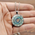 Vintage Rounded Azure Mandala Pendant Necklace