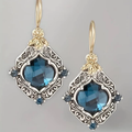 Blue Crystal Earrings in Gold and Silver Tones