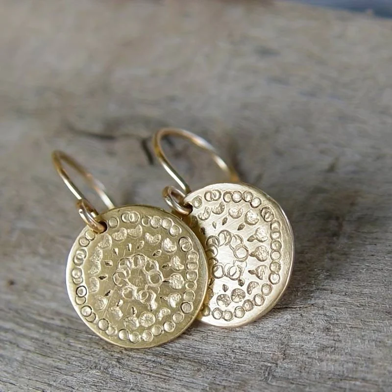 Vintage Round Golden Earrings
