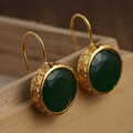 Green Round Retro Earrings