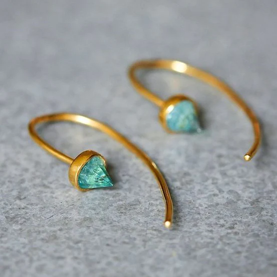 Vintage Turquoise and Diamond Earrings in Gold