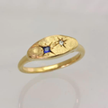 Gold-plated vintage ring with a blue star design