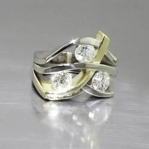 Vintage Zirconia Gold and Silver Band