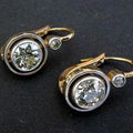 Vintage Gold-Inlaid Zircon Earrings