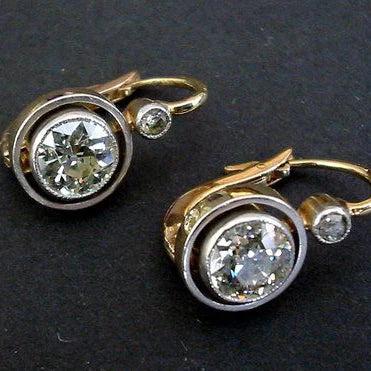 Vintage Gold-Inlaid Zircon Earrings