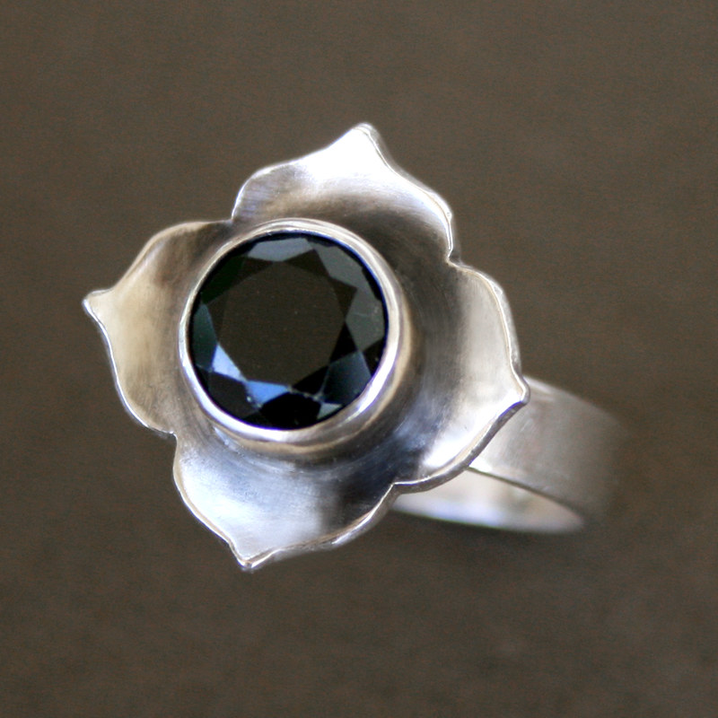 Vintage Dark Crystal Blossom Ring